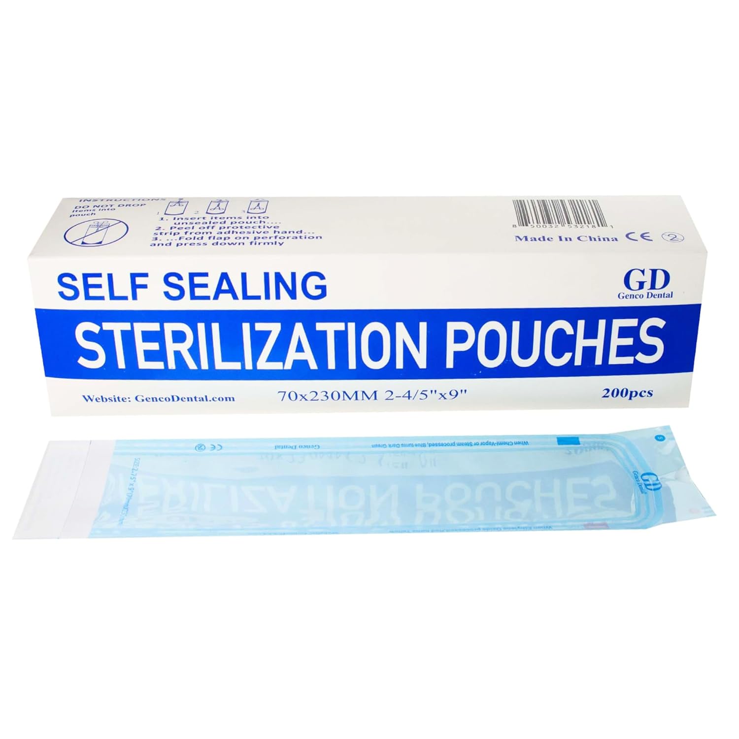Medical Sterilization Bags PVC Self-sealing Steam ETO 200PCS Medical Sterilization Pouches - PVC Self-Sealing Bags For Steam & ETO Sterilization Dental Bibs