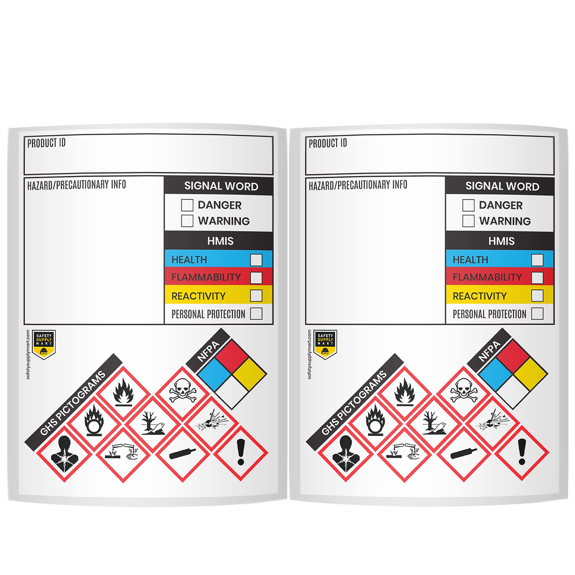 2 Stück Sicherheitsdatenblatt-Aufkleber/MSDS-Aufkleber, 7,6 x 10,2 cm, 2 Rollen à 250 Stück, robust, reißfest, Recht zu wissen, chemische Identifizierung und Markierung Aufkleber, gut sichtbar