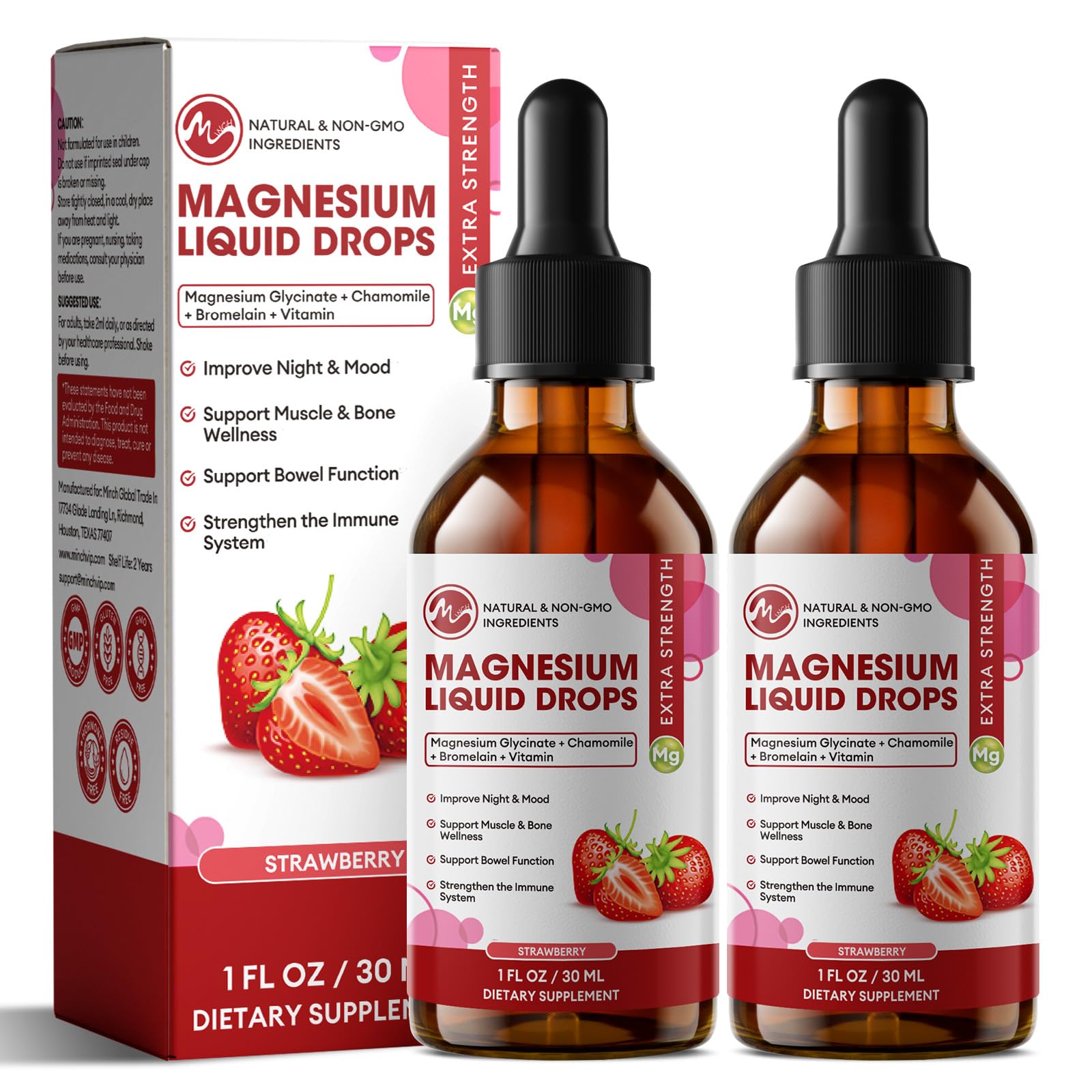 M inch Magnesium Glycinate Liquid, High Absorption Magnesium Liquid Drops with Chamomile, Hawthorn, Ginger Extract & Vitamin B6, B9, B12, Magnesium Supplement, Pineapple Flavor, 1 Fl Oz (Pack of 2) — Amazon image 10