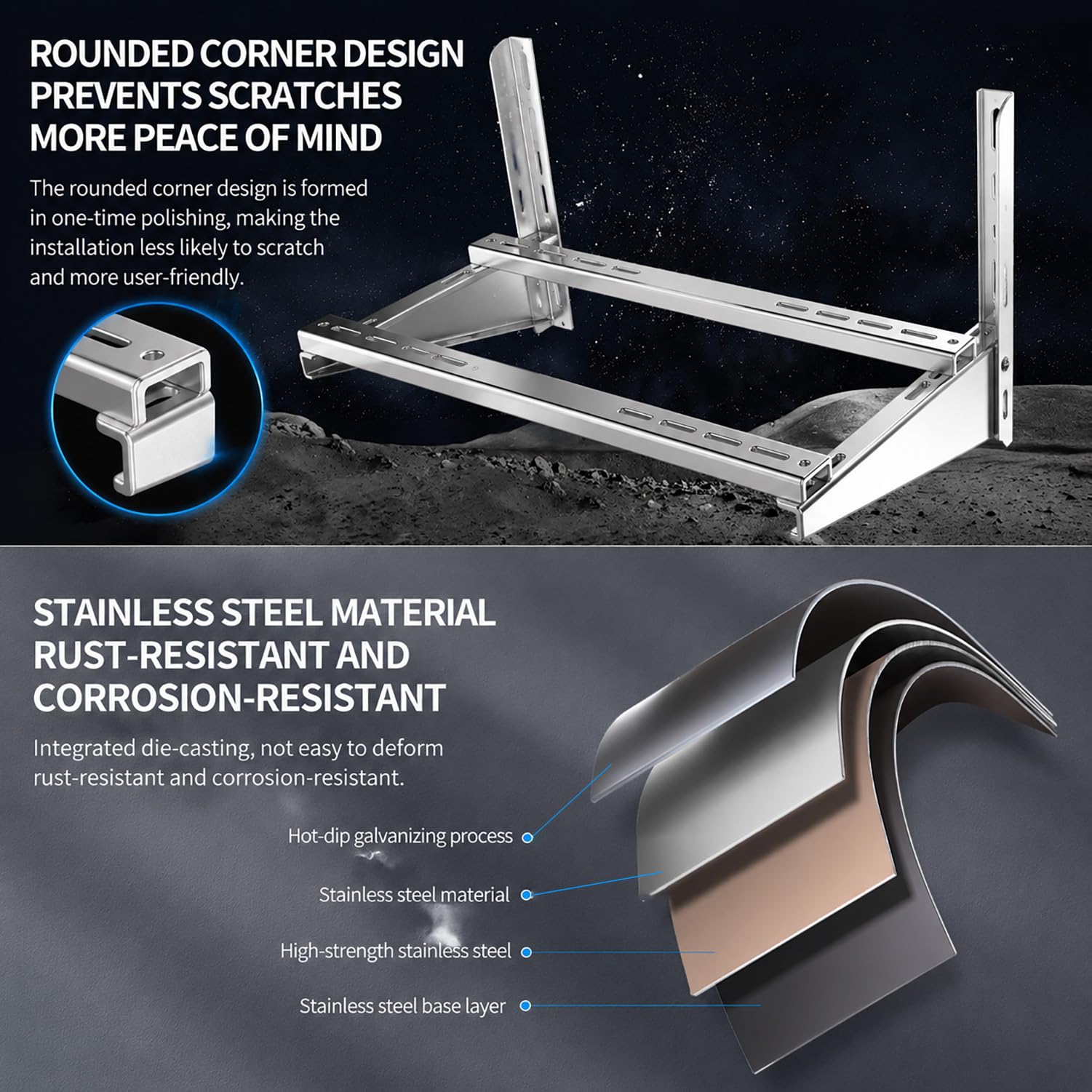 Soporte de Pared para Unidad Exterior de Aire Acondicionado Split | Acero Inoxidable, Carga 400 kg, Soporte Universal Ajustable, Estructura Triangular, Fácil Instalación