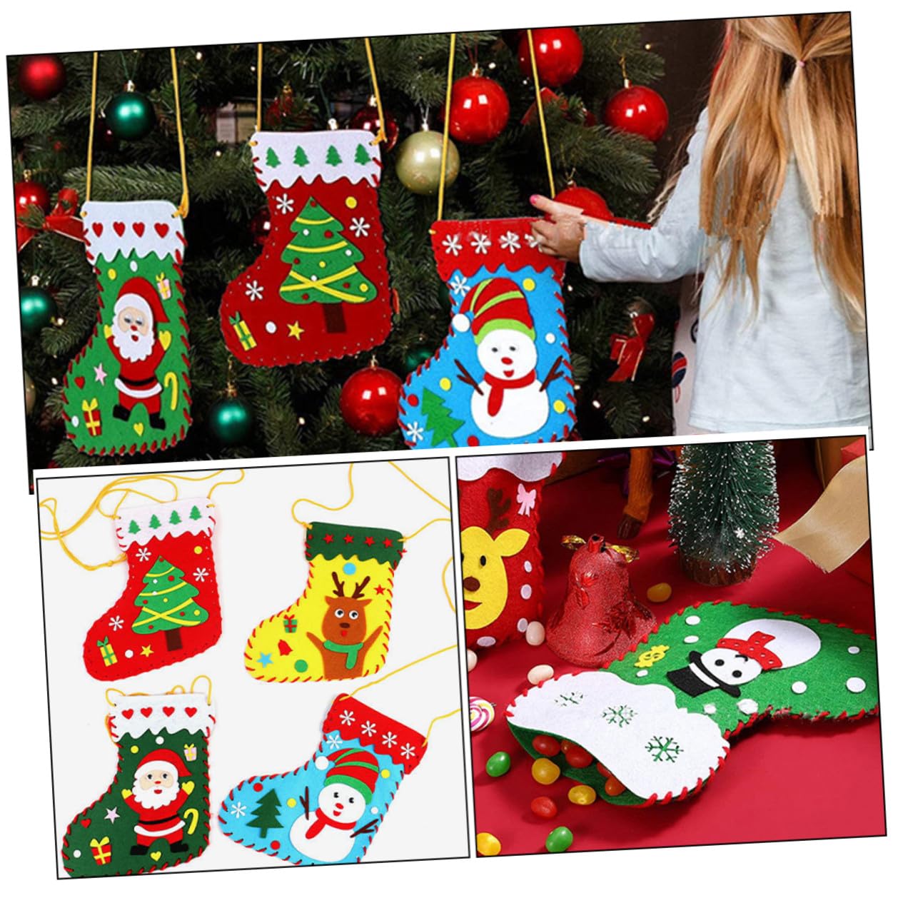 LRXIYODE 20 Piezas Kit Manualidades Calcetines Fieltro No Seguro para Creatividad Coordinación