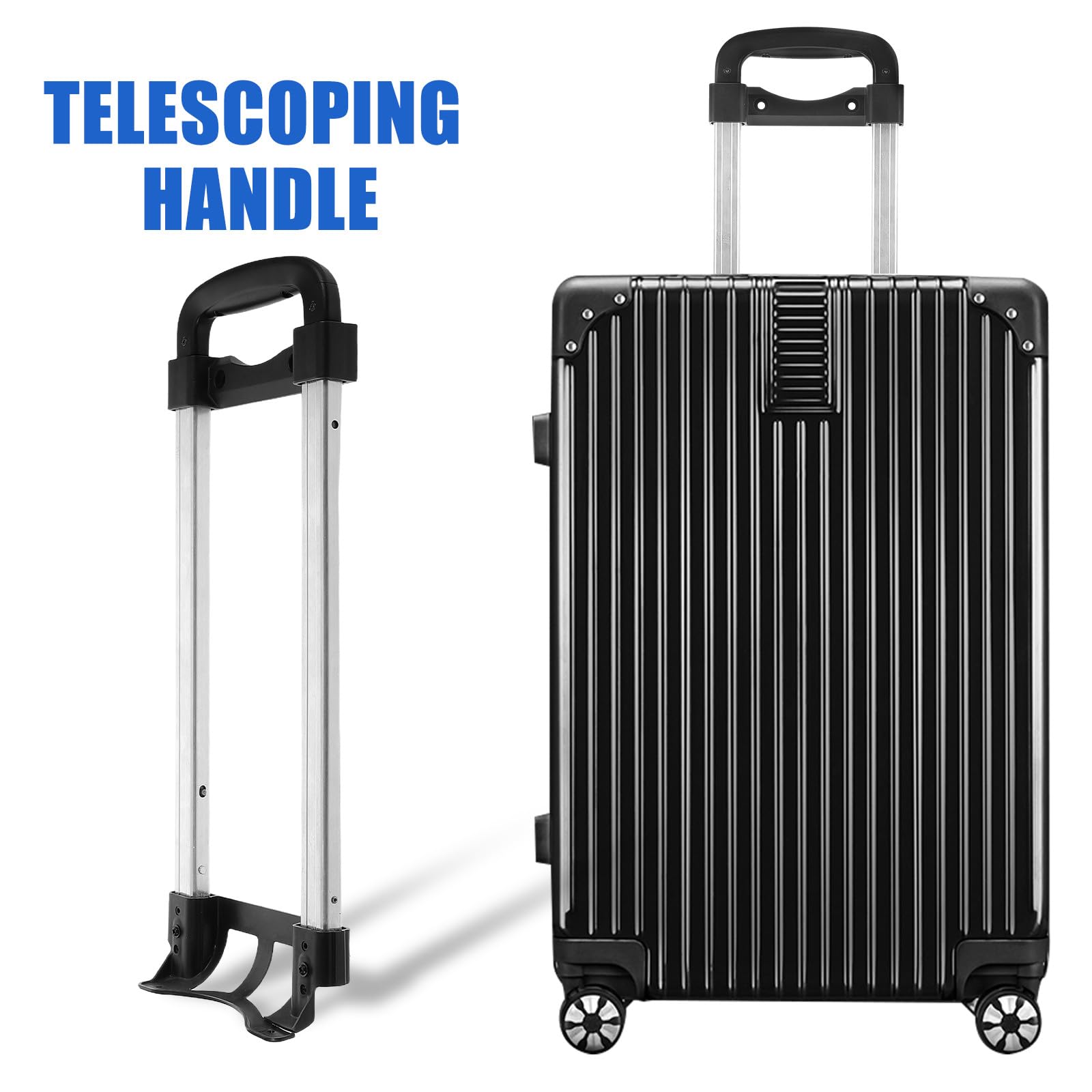 Tofficu Maniglia Telescopica in Alluminio Resistente per Valigia, Asta Estraibile Compatta Meccanismo Stabile, Ricambio per Bagagli da Viaggio Portatile Adatto a Viaggi di Lavoro e