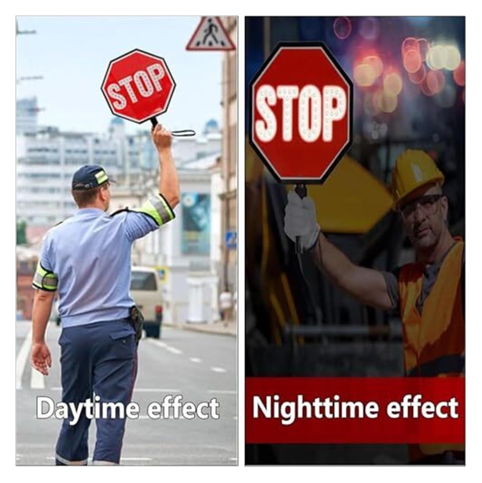 Dwustronny znak stopu LED z możliwością ładowania – przenośny do stref szkolnych(Stop)