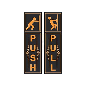 Anne Print Solutions Push Pull Stickers for Glass Door Vinyl Stickers 3 Push 3 Pull for Gate Door Size 4 Inch X 9.25 Inch Multicolor
