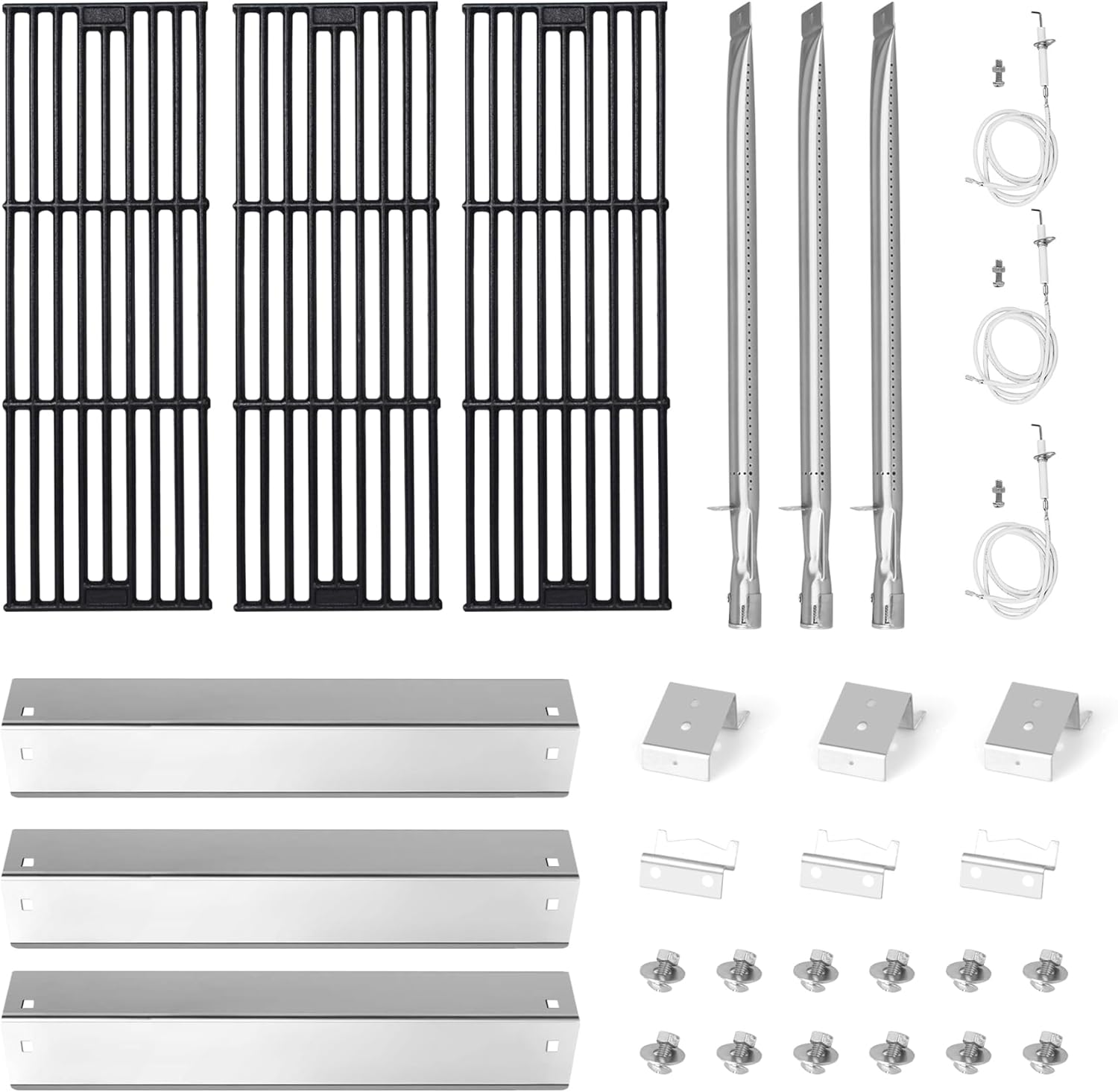 Grill Grates 17"x9 1/2" for Charbroil Commerical TRU Infrared 466242715 463242715 463242716 G533-0009-W1, Lowe's 606682, Walmart 555179228, Cast Iron Cooking Grate for Nexgrill 720-0882A, 3Pack