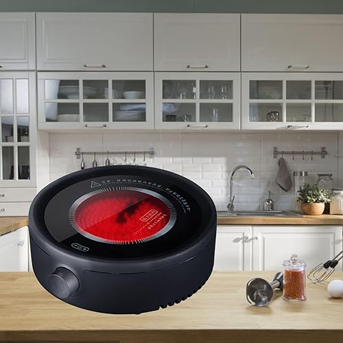 Miniatura 4 de Mini estufa eléctrica, silenciosa estufa de té eléctrica pequeña placa caliente de cerámica para hacer agua hirviendo haciendo café perilla ajuste