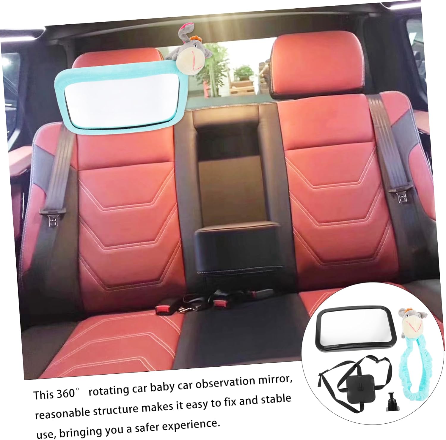 ORFOFE 1pc Car Rearview Mirror Observation Mirror for Backseat Safety Easy Install View Includes and Doll Durable and Safe Materials