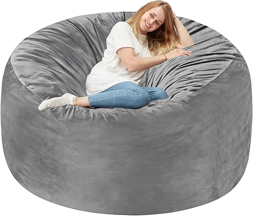Miniatura 37 de Homguava Sillón tipo puf de 4 pies: Pufs de 4' con espuma viscoelástica rellena, grandes sillones tipo puf, sofá suave con funda de terciopelo Negro