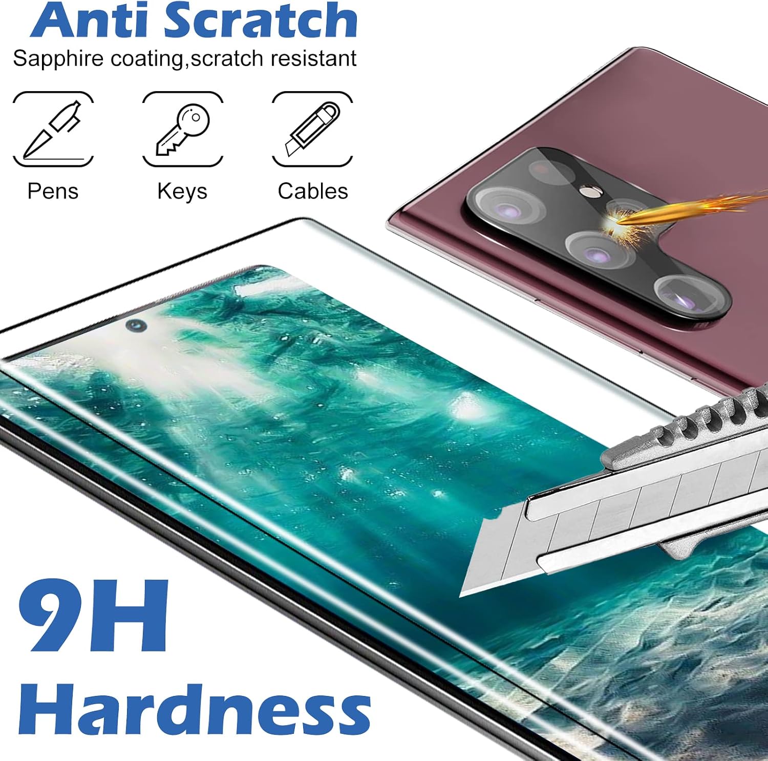 letosan [2+2 Pack] Galaxy S22 Ultra Screen Protector, 9H Tempered Glass, Ultrasonic Fingerprint Support, 3D Curved, HD Clear Scratch Resistant for Samsung Galaxy S22 Ultra 5G Glass Screen Protector