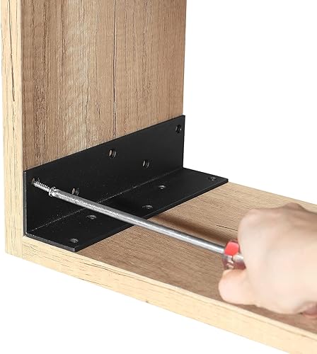 Miniatura 4 de Soportes resistentes de 8 x 2 x 2 pulgadas de largo, soporte de esquina de hierro grande, grosor de 0.118 pulgadas, incluye tornillos, para