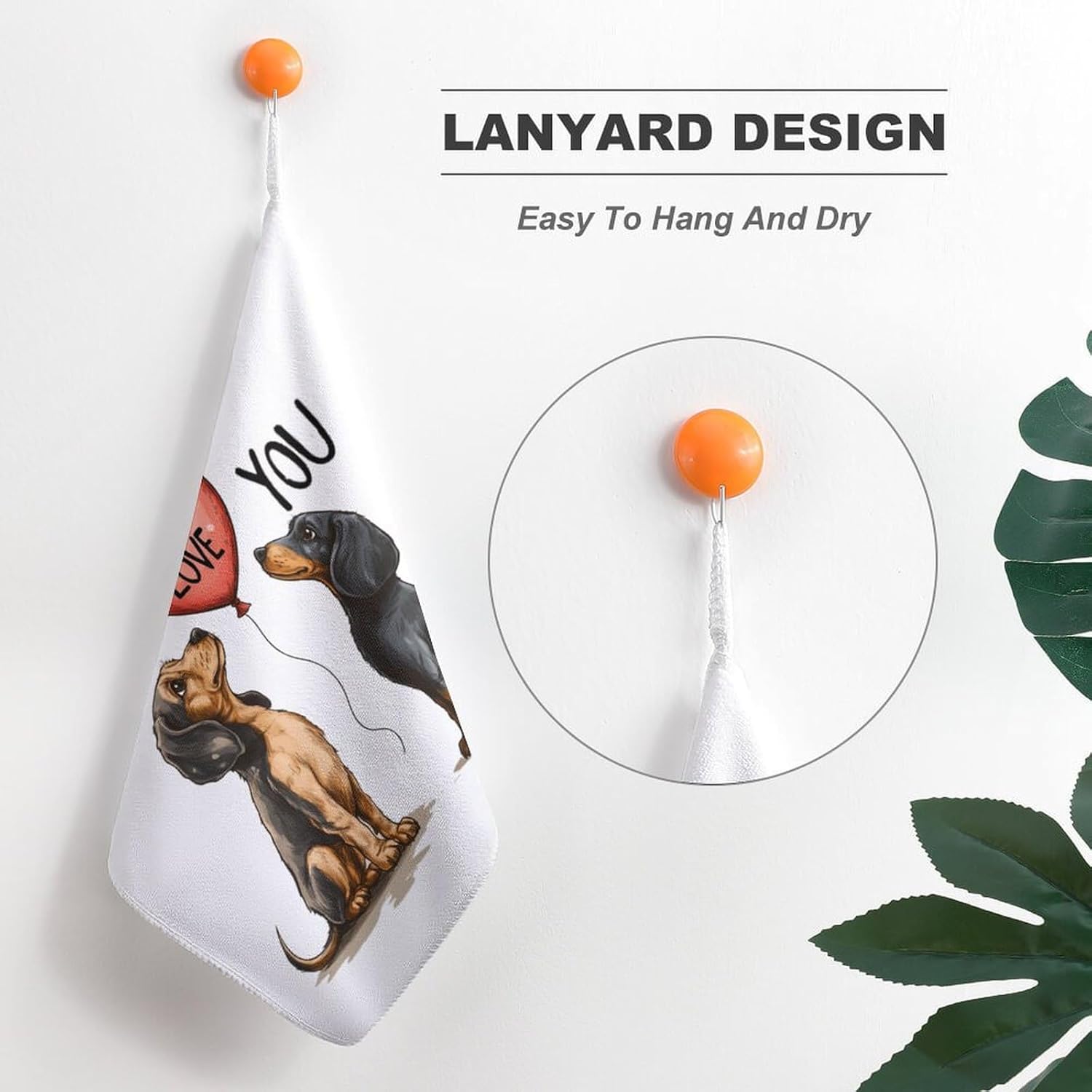 Dachshund Love Towel Hand Towels Decorative Towel for Bathroom Kitchen Shower Gym 4PCS