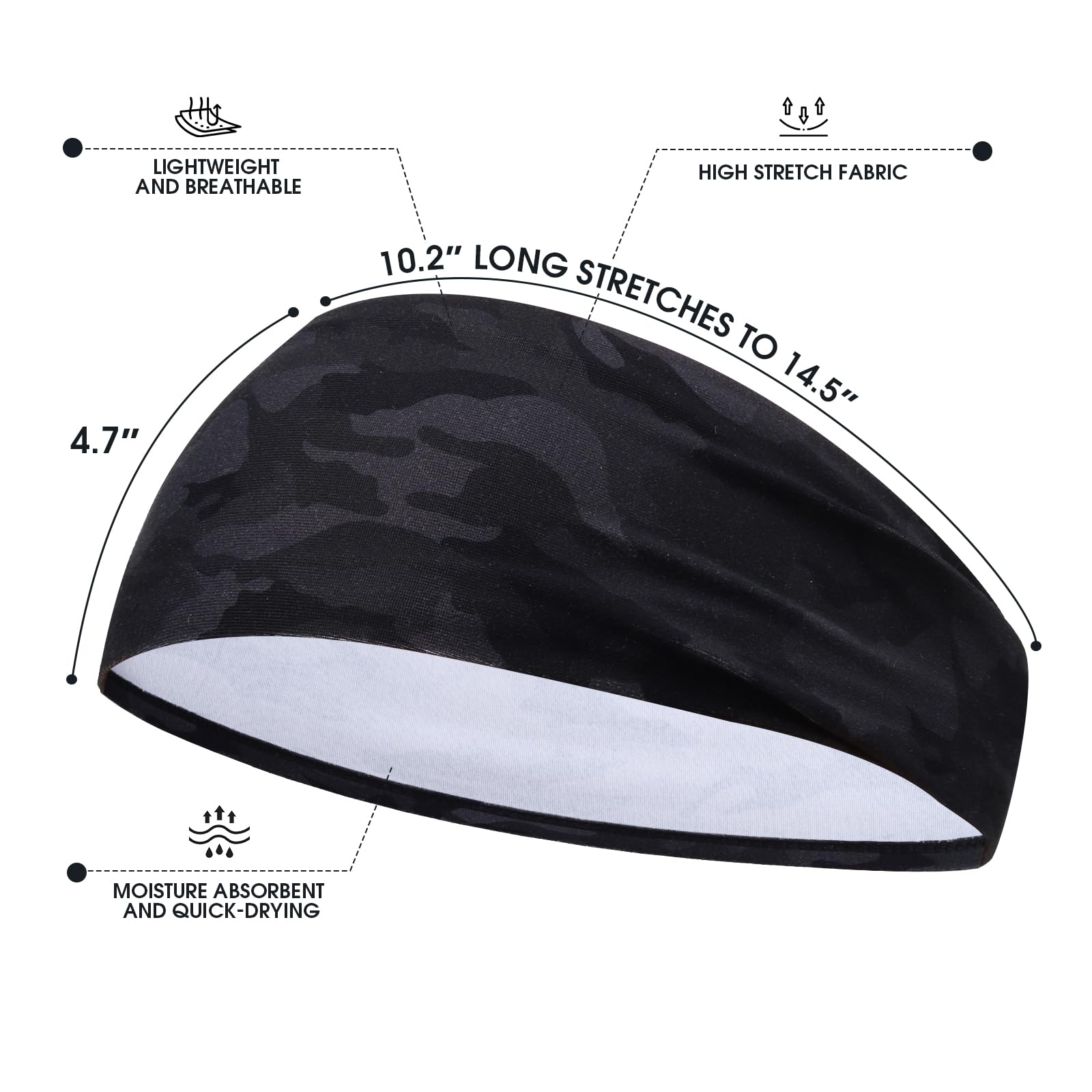 MARKEEP Diadema deportiva para hombres y mujeres, paquete de 4 o 5, banda para el sudor para absorber la humedad, adecuada para fitness, correr, ciclismo, baloncesto, yoga