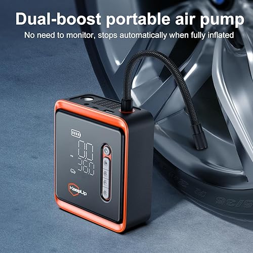 Miniatura 3 de Compresor de aire portátil para inflador de neumáticos, bomba de aire inalámbrica KEEPUP con batería recargable de 10000 mAh para neumáticos de