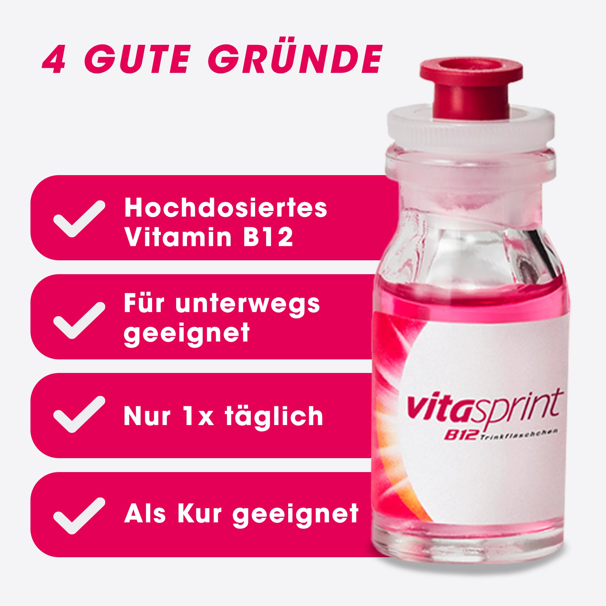 Vitamin B12 – Vitasprint B12 Trinkfläschchen, 2x30 St. – Hochdosiertes Vitamin B12 mit wertvollen Eiweißbausteinen für mehr geistige und körperliche Energie. Bei Müdigkeit und Abgeschlagenheit