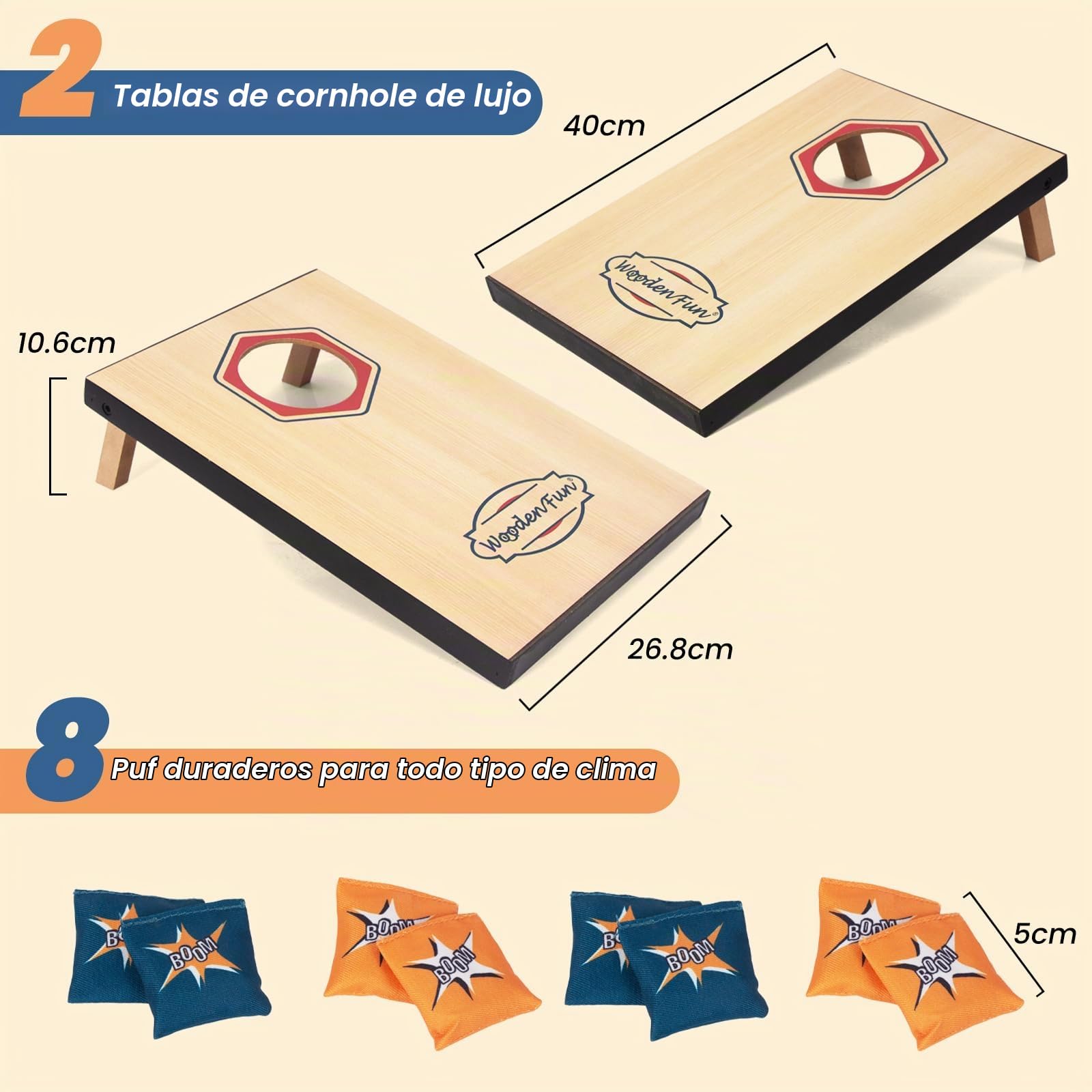Juego de Cornhole de exterior para niños y adultos con 8 bolsas de arena y 2 tablas de Cornhole, juego de playa