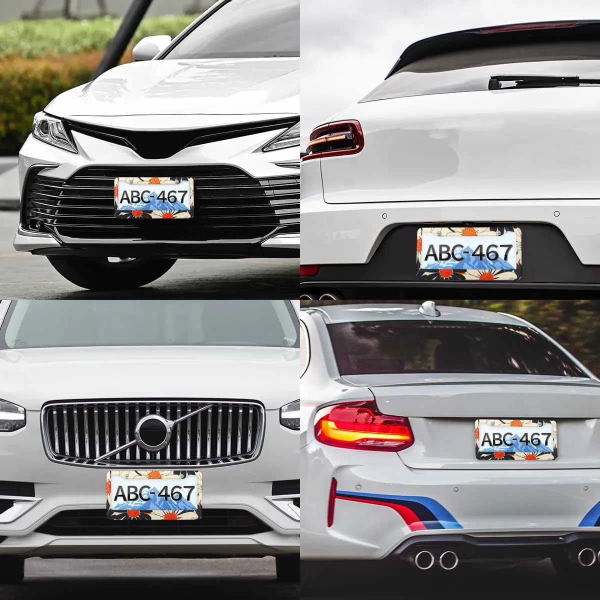 License Plate Frame 2Pcs Stainless Steel License Plate Holder Decoration with Screw Caps Rust-Proof Funny Aesthetics Auto Car Accessories for Men Women Gifts (Flower Orange)