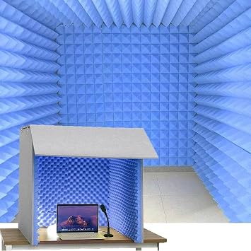Portable Vocal Recording Booth, Portable Recording Booth, Recording Shield Microphone Booth Cube, Filter Vocal Sound Room, Sound Booth Box for Studio Recording, Singing,Yellow-80 * 80 * 80cm
