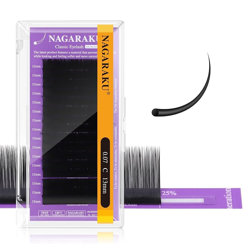 Extensões de cílios individuais NAGARAKU Air Series 0.07 C 13 mm