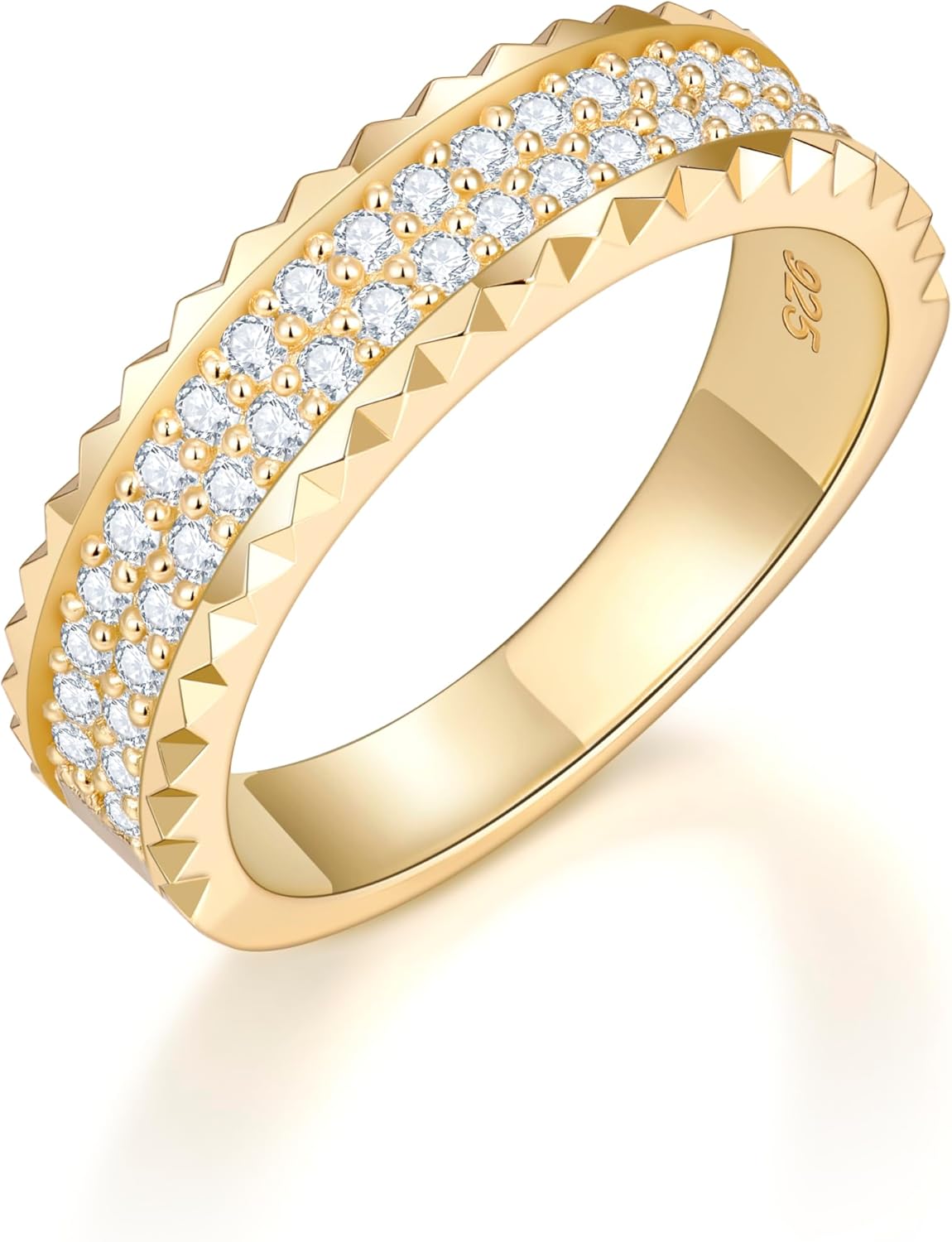 CNC Moissanite Rings for Women D Color VVS1 Clarity 3EX Cut S925 Sterling Silver Heavy 14k Gold Plated Non Tarnish Easily