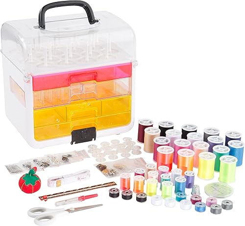 Miniatura 5 de Singer Sew-It-Goes 255 piezas kit de costura y organizador de manualidades almacenamiento de estuche de costura con hilo de coser a máquina neón