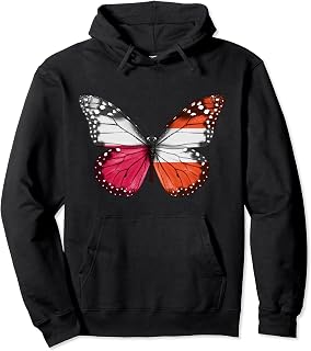 Polish Austrian Flag Butterfly Pullover Hoodie