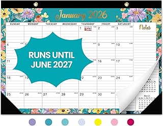 Desk Calendar 2026-2027, 21-Month Calendar Runs Until June 2027, Large 17" x 12" Monthly Desktop & Wall Calendar for Home...