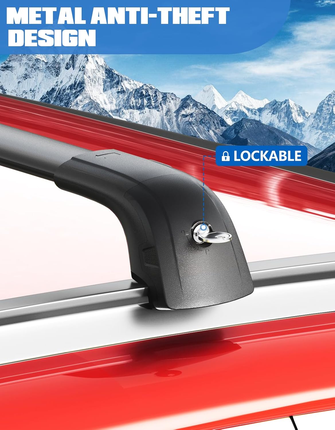 FengYu Lockable Roof Rack Cross Bars 300lb Compatible with Mitsubishi Outlander 2014-2021 (Not for Outlander Sport), Heavy Duty Aluminum Roof Rails Crossbars Cargo Bars Rooftop Black Carrier Luggage