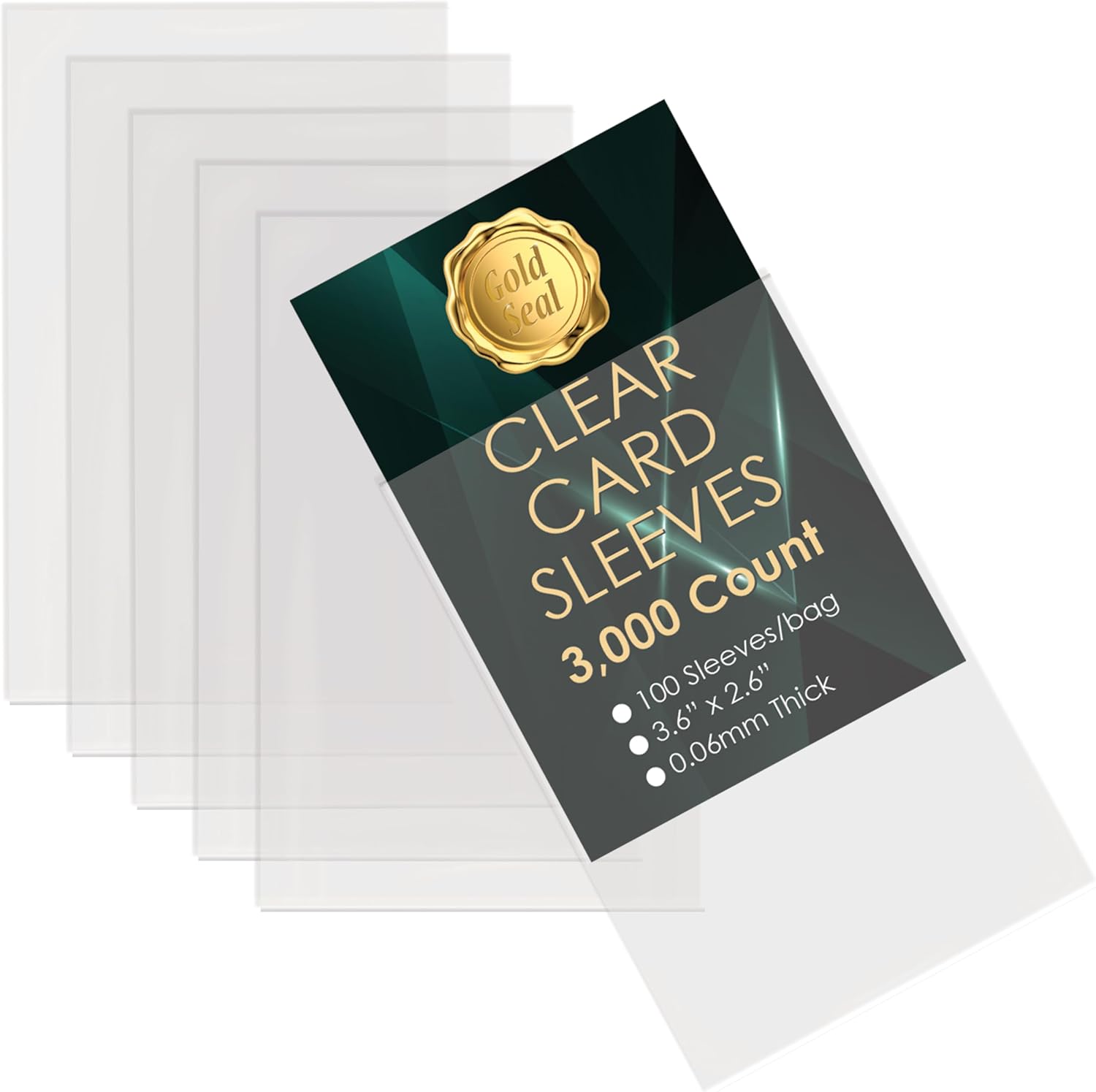 GOLD SEAL 3,000 Pcs Soft Trading Card Sleeves, Top Loading Clear Pockets for 2.5" x 3.5" Cards, Archival Safe, Premium Thickness 0.6mm Non-PVC Material (30 Packs of 100 Sleeves)
