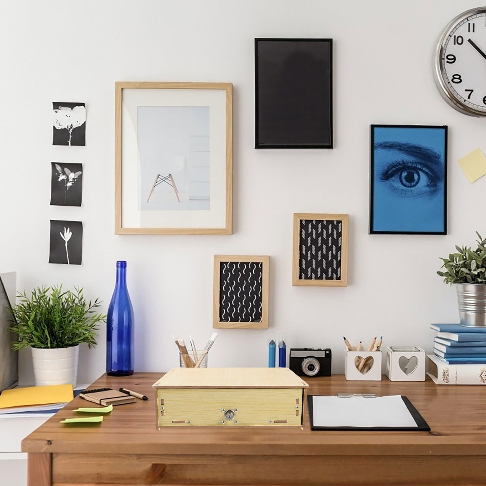 Zerodeko Vassoio Porta Soldi in Legno da Tavolo Scomparti Multifunzione, Organizer Portamonete e Porta Calcolatrice per Cassetto Contanti, Contenitore Portavalori per Negozi e Uffici