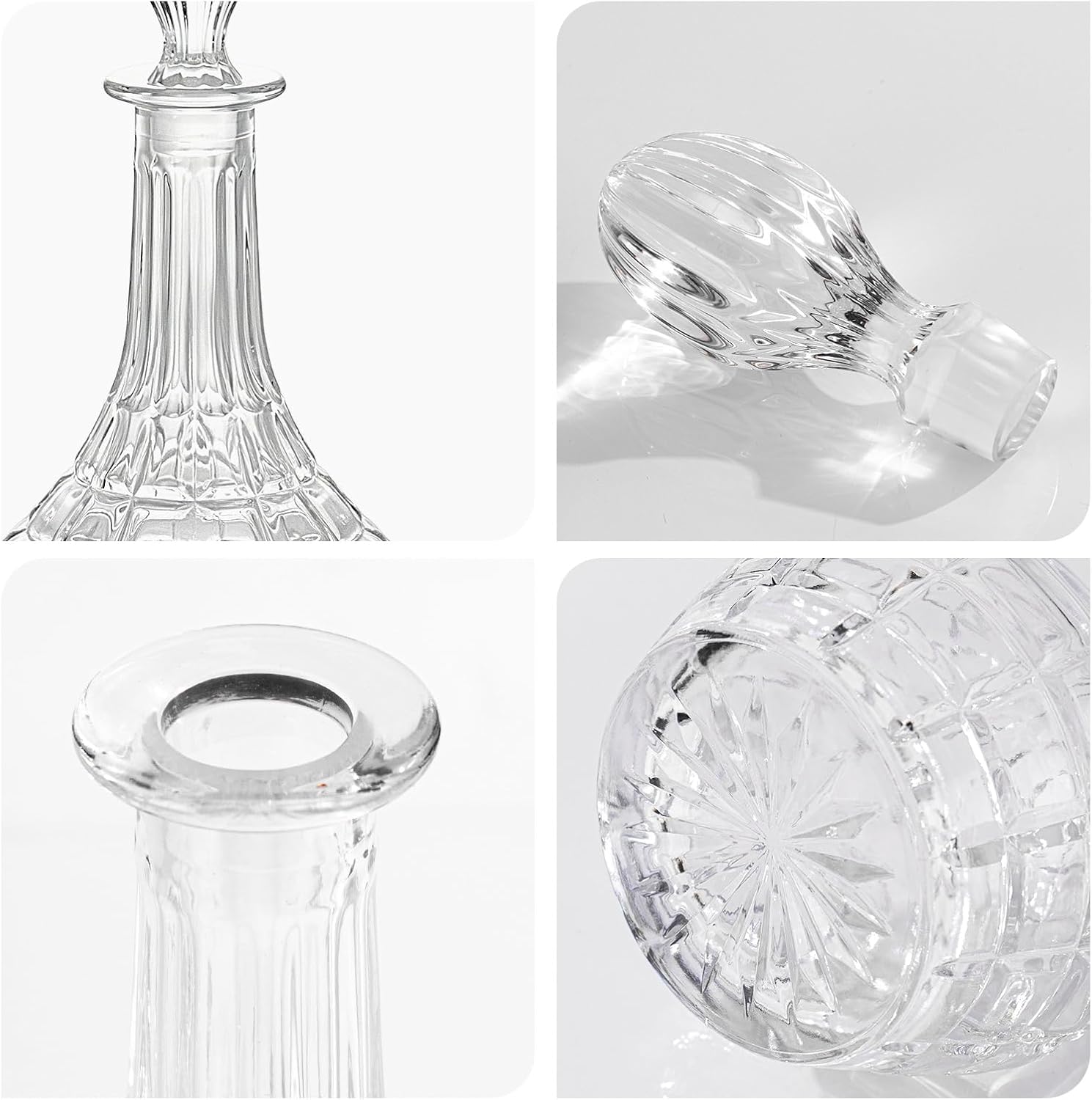 KAMMAK Whiskey Decanter, 800ml Glass Liquor Decanter with Stopper