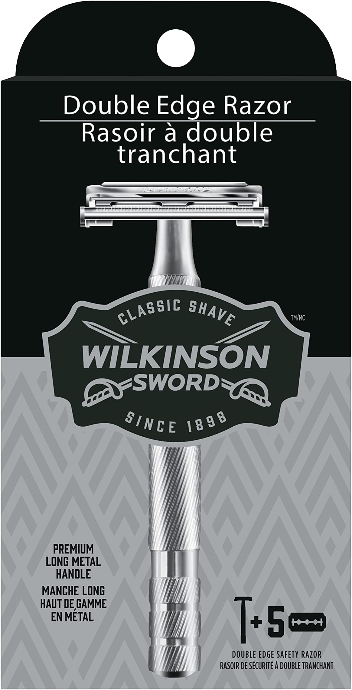 Wilkinson Sword Double Edge Razor for Men with 5 Double Edge Razor Blades Refills