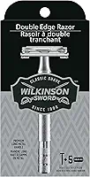 Wilkinson Sword Barbeador de borda dupla para homens com 5 refis de lâminas de barbear de borda dupla