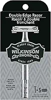 Wilkinson Sword Barbeador de borda dupla para homens com 5 refis de lâminas de barbear de borda dupla