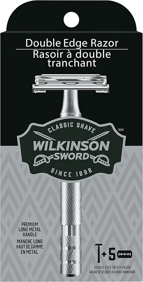 Wilkinson Sword Double Edge Razor for Men With 5 Double Edge Razor Blades Refills