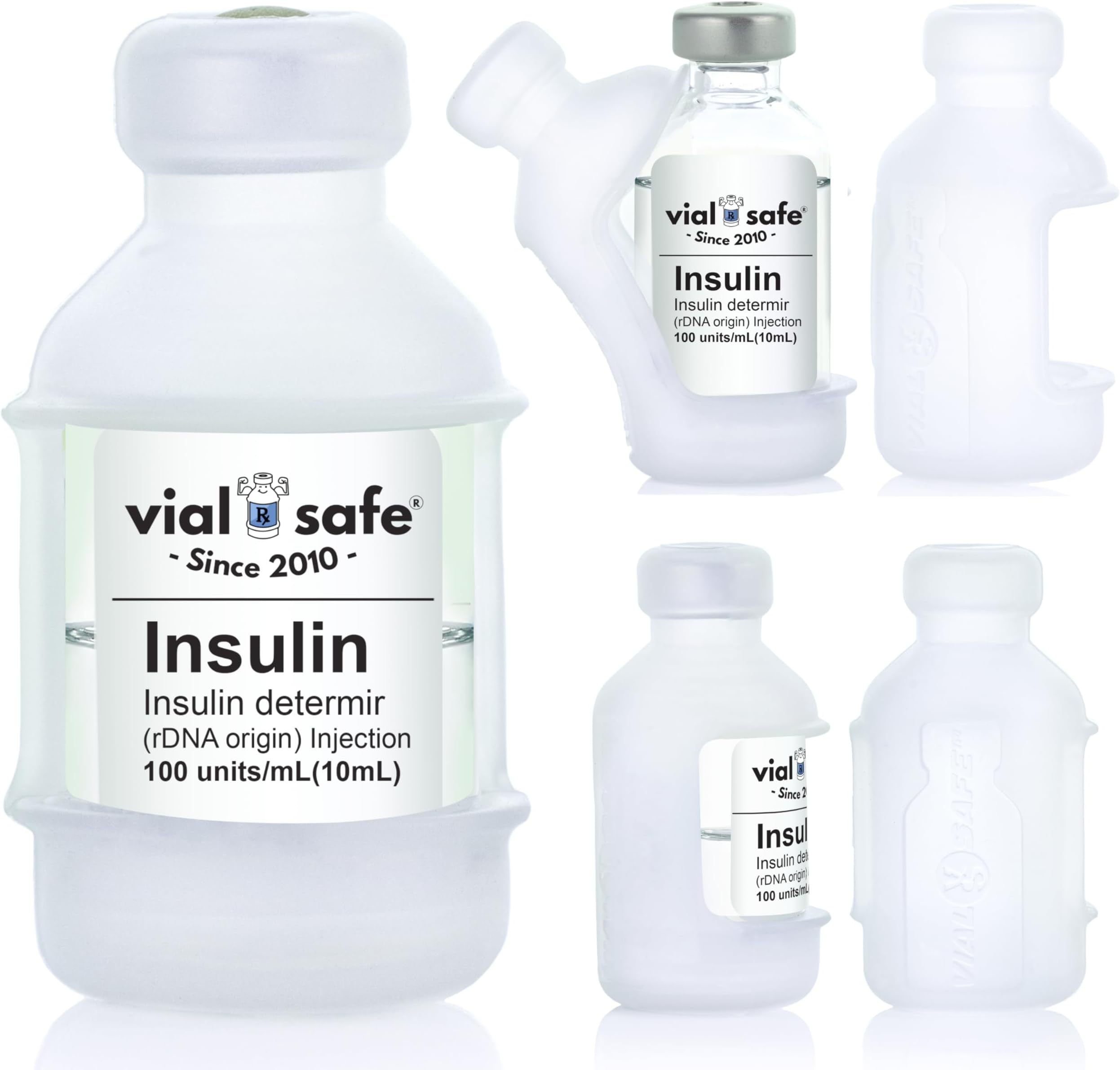 VIAL SAFE™ | Insulin Vial Protector Case | Secure Insulin Bottle Protector & Cover for 10mL Vials | Fits Humalog, Humulin, NovoLog, NovoRapid, Novolin | 2-Pack | Clear