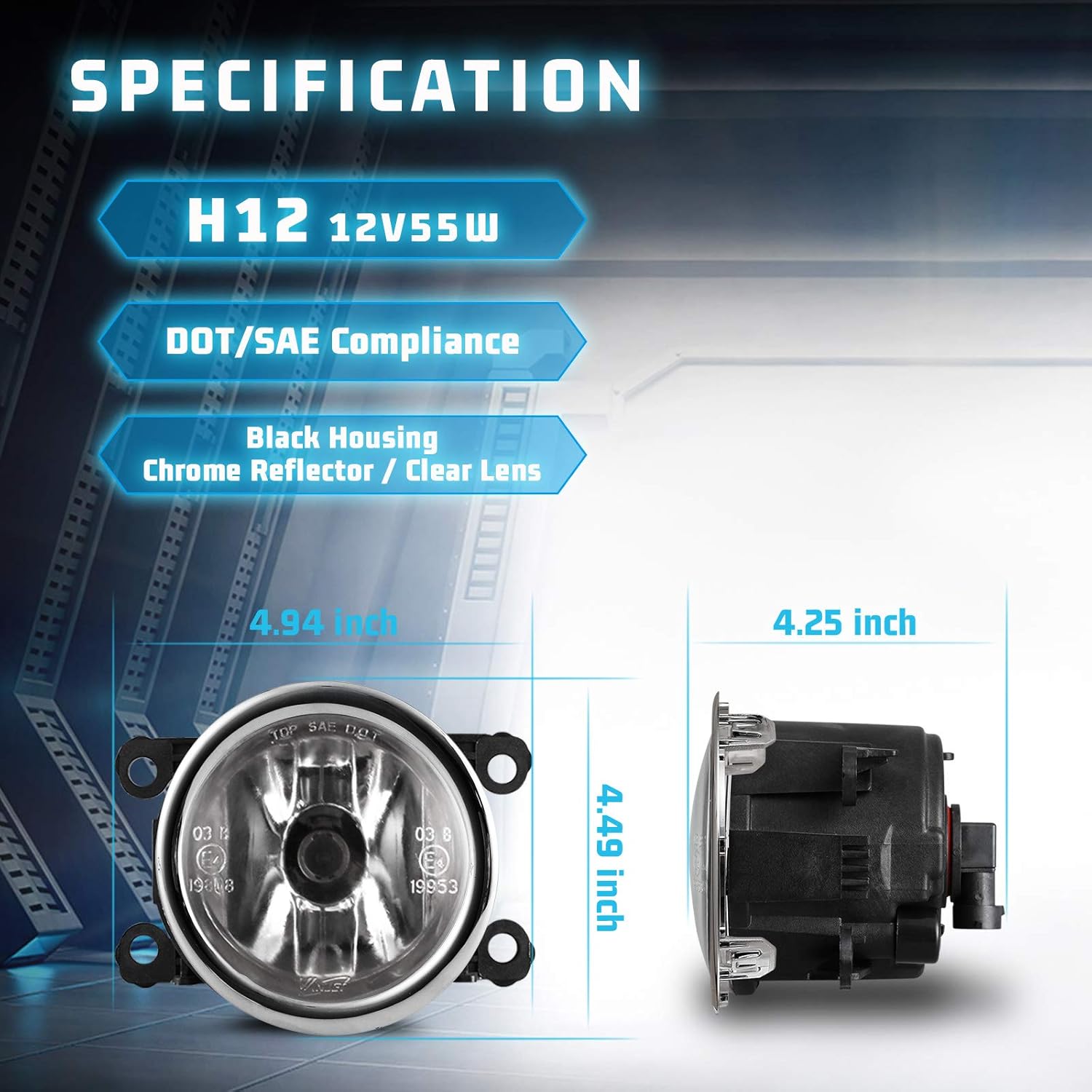 Fog Lights for Honda Pilot 2012-2015 with Bulbs H11 12V 55W Fog Lamps Replacement Wiring Kit & Switch Included- 1 Pair(Clear glass lens)