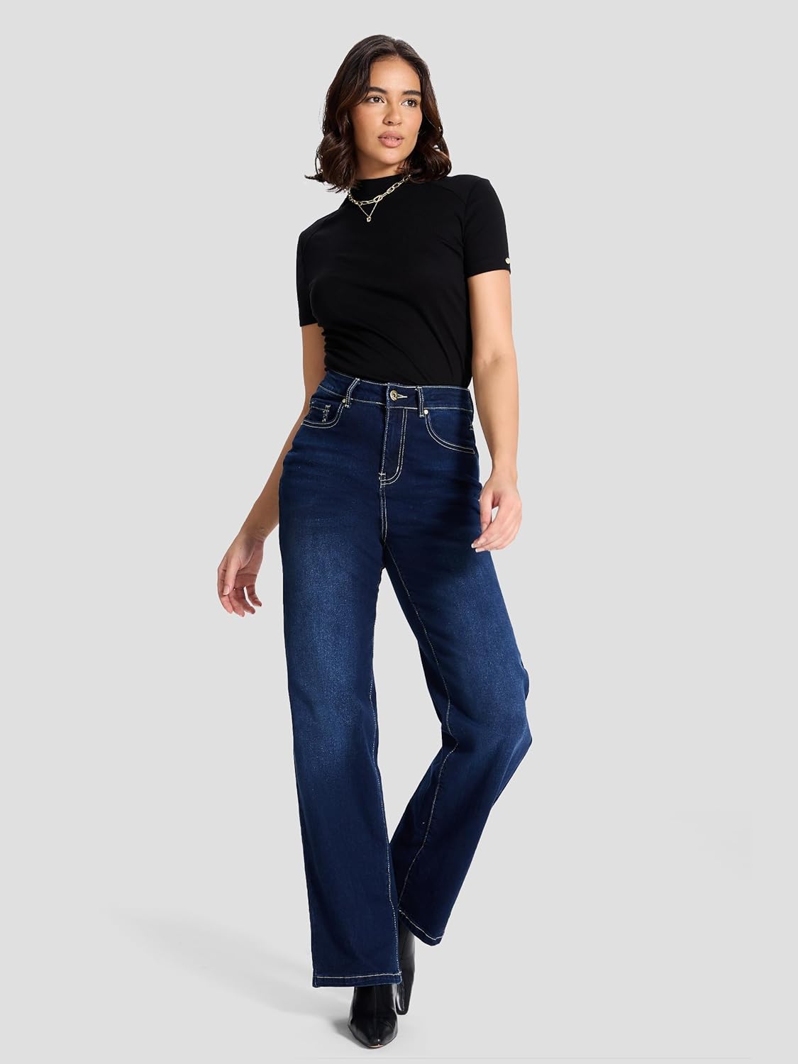 SEVEGO Women’s 32/34/36 Tall Straight Leg Jeans Mid Waisted Stretchy Loose Denim Pants Casual Baggy Jean Trousers