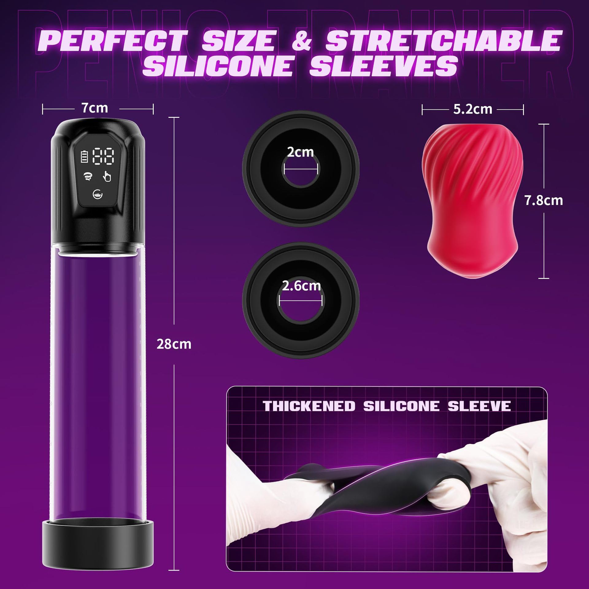 Alargador de Pene Masculino, Juguete Sexual para Hombres Bomba de Vacío Eléctrica para Pene con Vagina de Bolsillo 7Vibración+5 Modos de Succión, Masturbador de Erección,bomba vacio pene (Negro)
