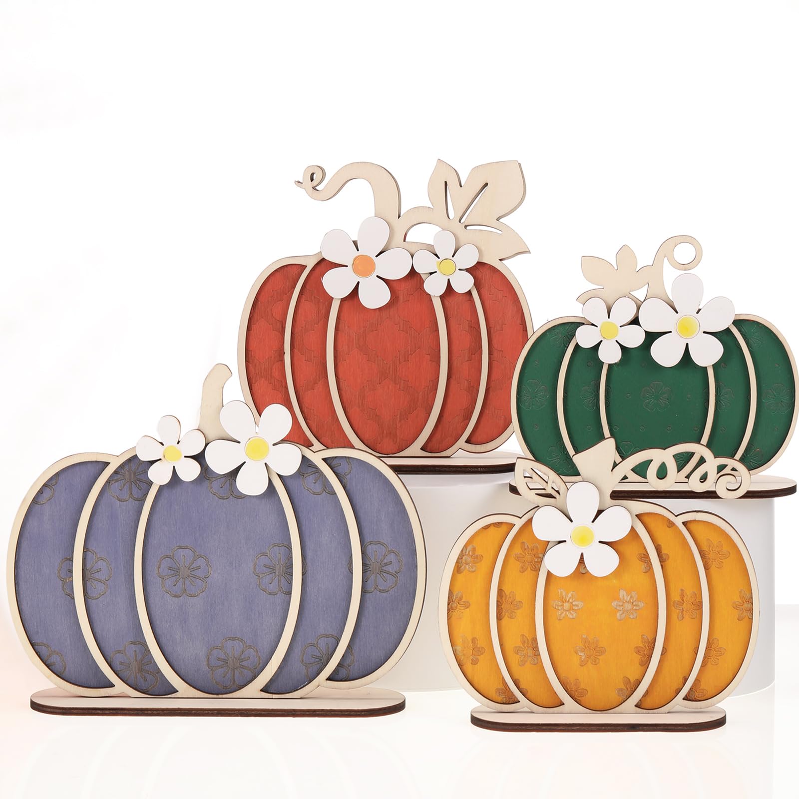 Décoration citrouille d'automne en bois stable pour embellir vos tables de fête