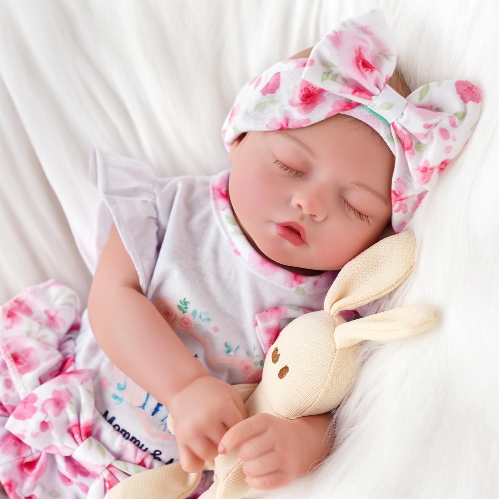 BABESIDE Bambole Reborn Femmina - 17 Pollici Bambole Reborn Realistica con Corpo Completo in Vinile, Bambola Neonata che Dorme con Vestitino e Accessori per Bambini dai 3 Anni in su