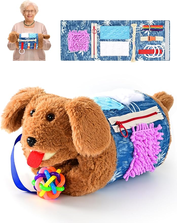 SOFWO Fidget Blanket and Muff Dog for Adults with Dementia, Alzheimers ...