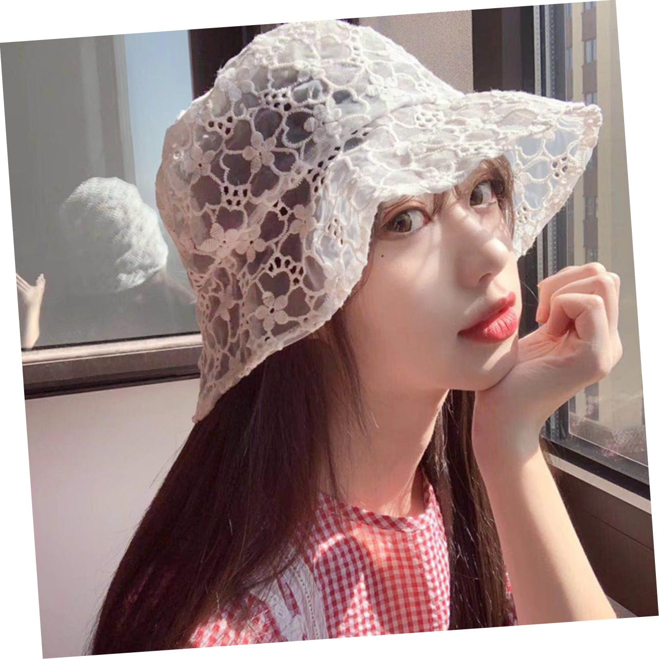 Healeved Lot De 3 en Dentelle pour Femmes Chapeaux Et Casquettes Chapeau De Plage Protection Solaire Protection UV De Pêcheur De Soleil pour Adulte Blanc