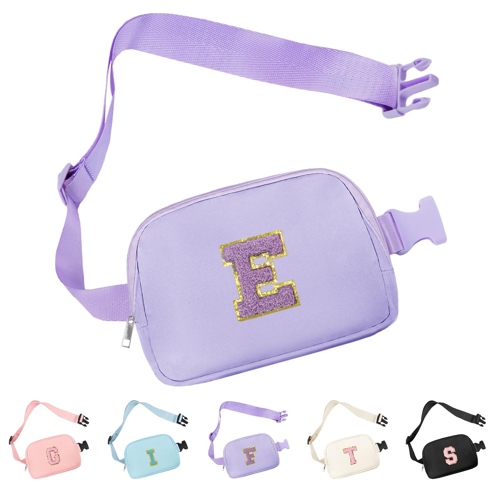 Aganmi Travel Essentials Accessories Small Initial Waist Fanny Pack Crossbody Purse with Adjustable Strap Preppy Cross Body Everywhere Chest Pouch