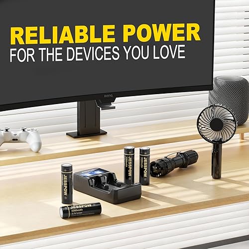 Miniatura 6 de Paquete de 2 baterías recargables con cargador, cargador universal para baterías recargables de 3.7 V 18500 18650 (tipo tapa plana)