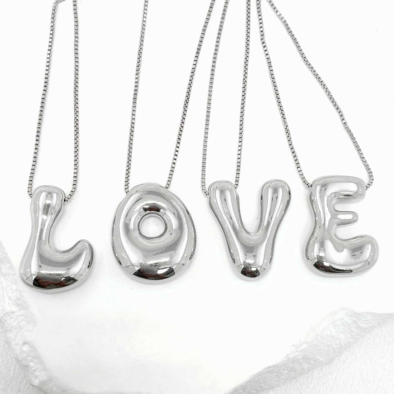 LIU JUN Bubble Letter Necklace Gold For Women, Balloon Initial Alphabet Pendant Polished 18k Gold Plated Puffy Name Statement Gift Jewelry - Image 5