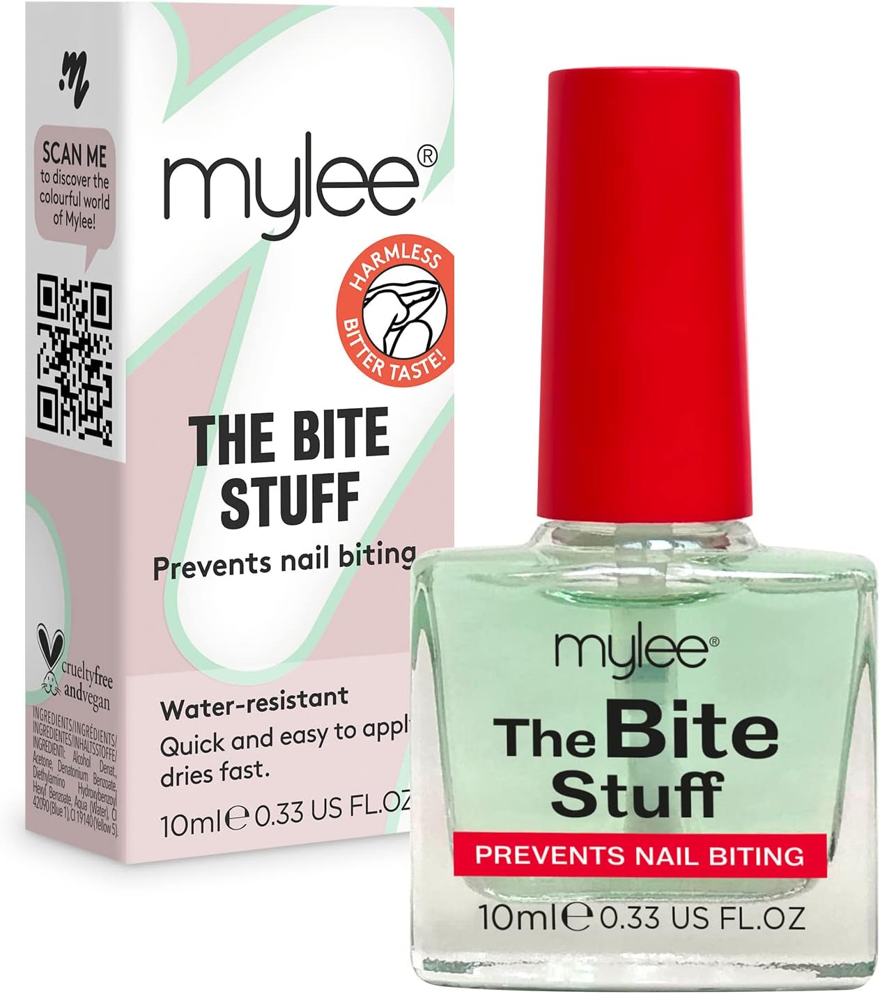 – MYLEE The Bite Stuff - Stop Biting Your Nails Anti nail polish prevention, For adults & children Clear varnish, Fast and Easy application Water Resistant, 10 ml (Pack of 1)