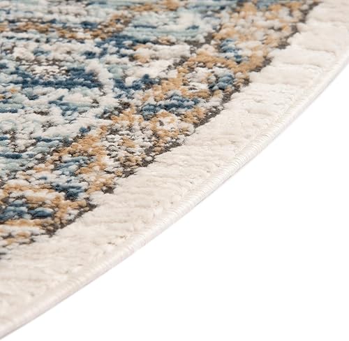 Miniatura 8 de Unique Loom Colección Nyla - Alfombra de área - Ganadora (7 pies, redonda, azulgris oscuro)