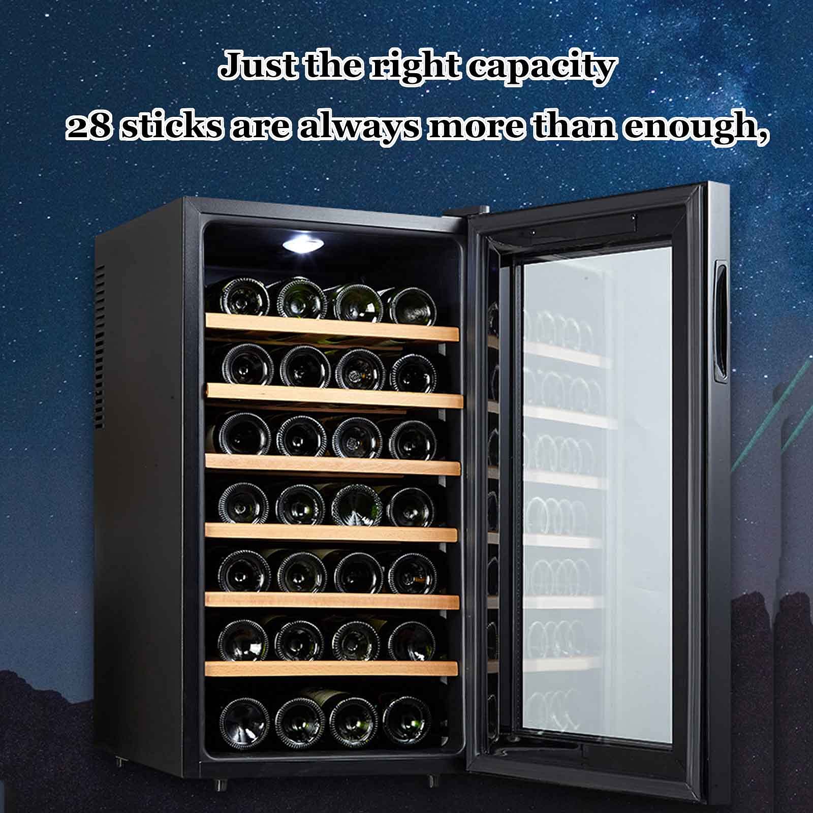 Dingyxin Beverage Refrigerator,Wine And Beverage Wine Cooler Mini Fridge Glass Can Cooler Counter Top Bar Fridge Quiet Operation Compressor For Office Or Bar 28 Bottles on Fridge.com - View 2
