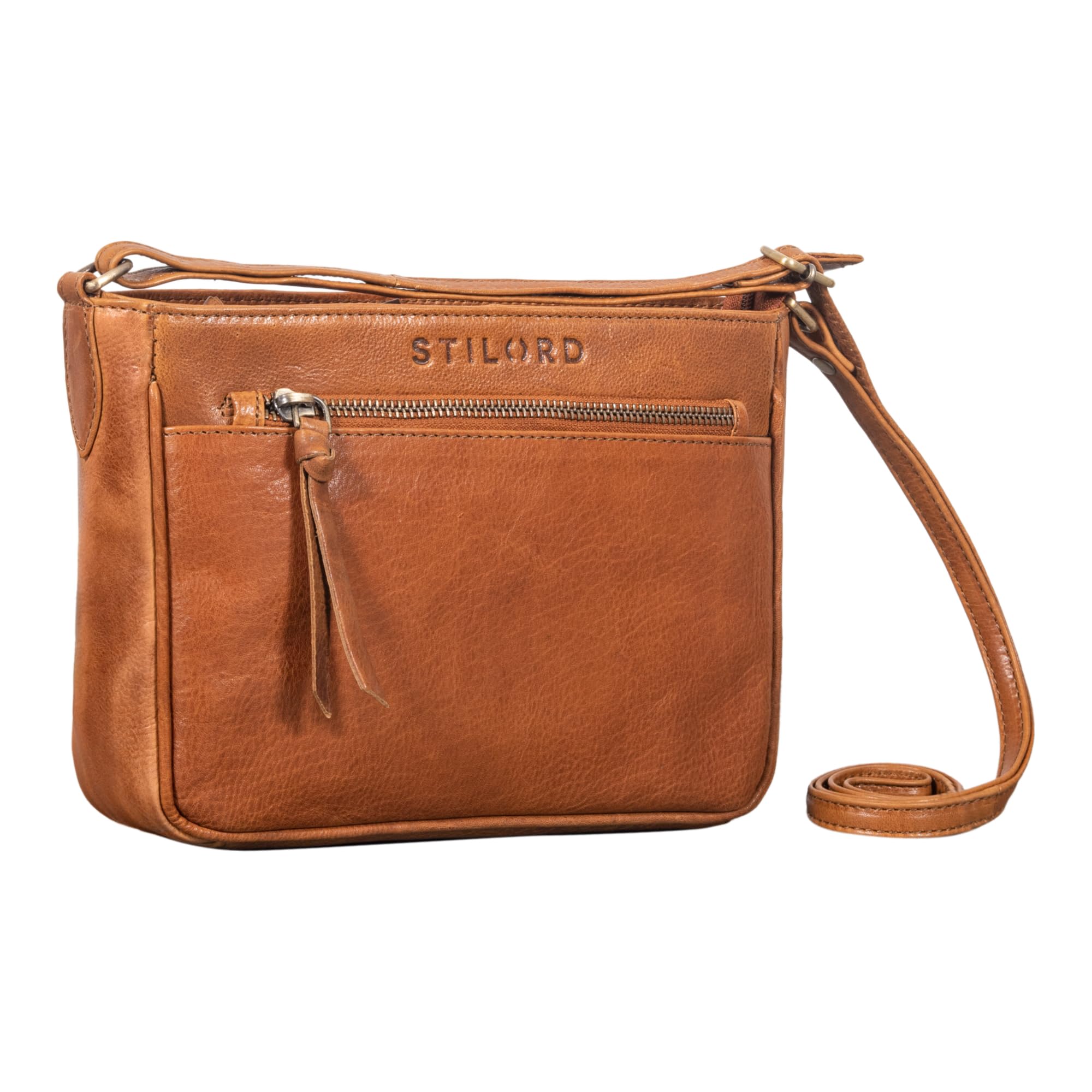 STILORD 'Lilia' 2-en-1 Sac bandoulière Femme Sac a main Vintage Sac Bandouliere Cuir Moderne Sac de soirée en Cuir véritable Sac d'épaule pour Femmes, Couleur:texas - marron