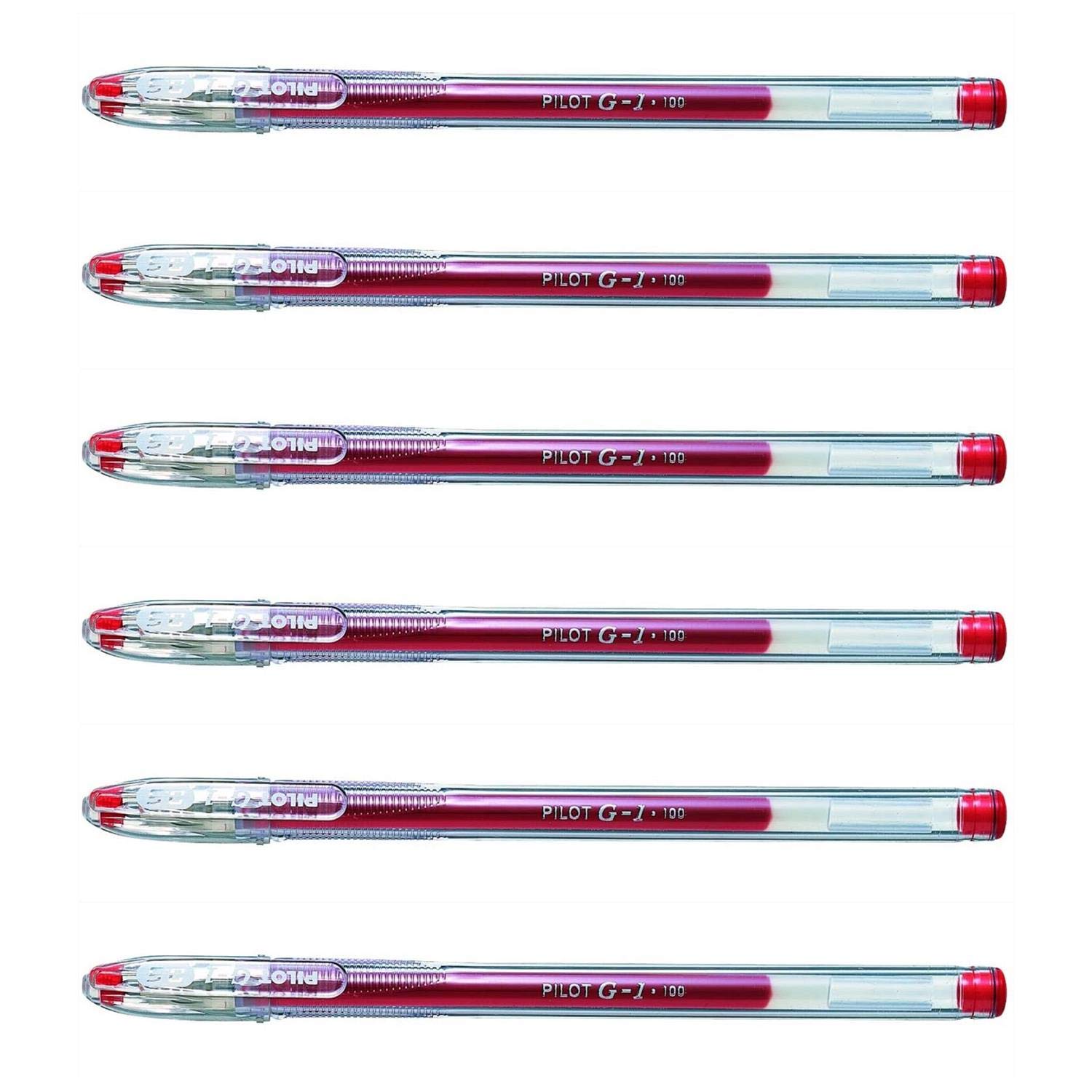 Pilot - Lote de 6 bolígrafos de gel (0,5 mm, 0,3 mm), color rojo